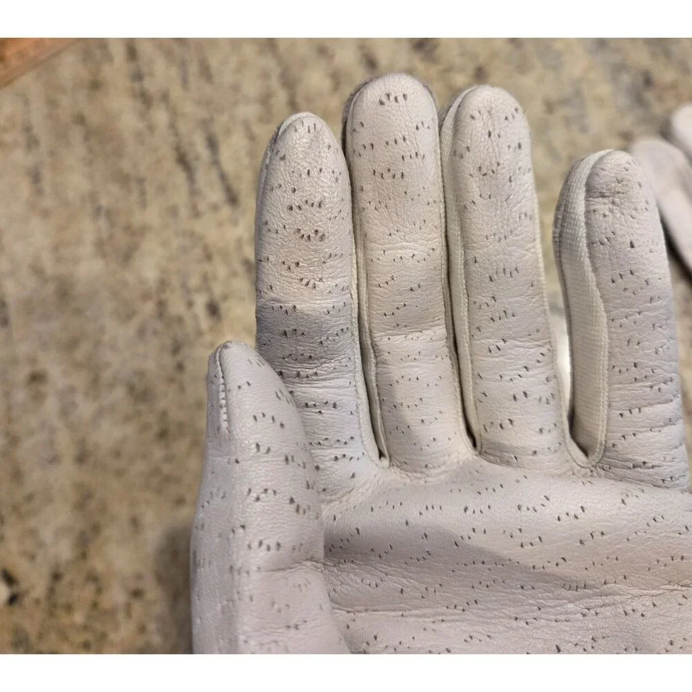 Vintage Womens Size L Gray Leather Stretch Deerskin Gloves